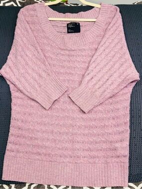 3/$25 Pink Cable Knit Scoop-Neck Sweater